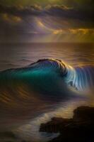 A Painting Of A Wave In The Ocean. AI Generated photo