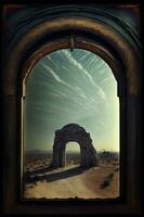 A Picture Of An Arch In The Desert. AI Generated photo