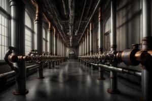 A Large Room Filled With Lots Of Pipes. AI Generated photo