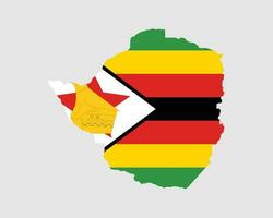 Zimbabwe Flag Map. Map of the Republic of Zimbabwe with the Zimbabwean country banner. Vector Illustration.