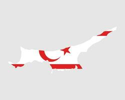 Northern Cyprus Map Flag. Map of the Turkish Republic of Northern Cyprus with the Cypriot Turk country banner. Vector Illustration.