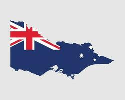 Victoria Map Flag. Map of Vic, Australia with the state flag. Australian state. Vector illustration Banner.