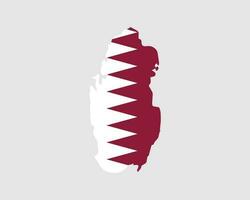 Qatar Flag Map. Map of the State of Qatar with the Qatari country banner. Vector Illustration.