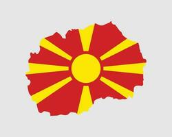 North Macedonia Map Flag. Map of the Republic of North Macedonia with the Macedonian country banner. Vector Illustration.