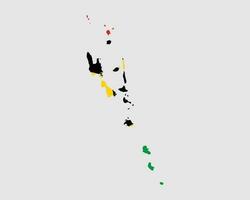 Vanuatu Flag Map. Map of the Republic of Vanuatu with the Vanuatuan country banner. Vector Illustration.