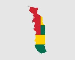Togo Flag Map. Map of the Togolese Republic with the Togolese country banner. Vector Illustration.