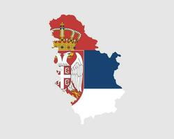Serbia Flag Map. Map of the Republic of Serbia with the Serbian country banner. Vector Illustration.