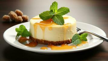 cheesecake dish with white plate in white background AI generate photo