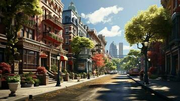 photo-realistic of 1920s city environment at afternoon AI generated photo