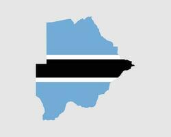 Botswana Map Flag. Map of Botswana with the Batswana country flag. Vector Illustration.