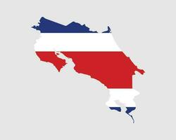 Costa Rica Map Flag. Map of Costa Rica with the Costa Rican country banner. Vector Illustration.