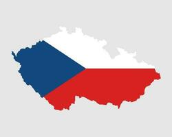 Czech Republic Map Flag. Map of Czechia with the Czech country banner. Vector Illustration.