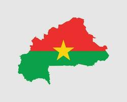 Burkina Faso Map Flag. Map of Burkina Faso with the Burkinese country flag. Vector Illustration.