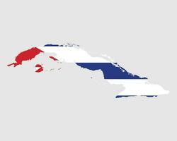 Cuba Map Flag. Map of Cuba with the Cuban country banner. Vector Illustration.