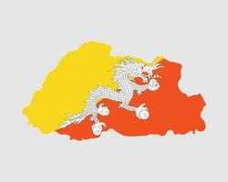 Bhutan Map Flag. Map of Benin with the Bhutanese country flag. Vector illustration