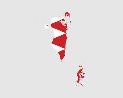 Bahrain Map Flag. Map of Bahrain with country flag. Vector illustration.