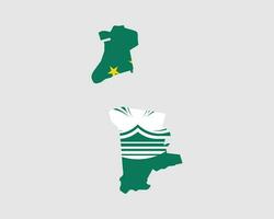 Macau Map Flag. Map of Macao with Macanese banner. Vector Illustration.
