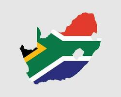 South Africa Flag Map. Map of the Republic of South Africa with the South African country banner. Vector Illustration.