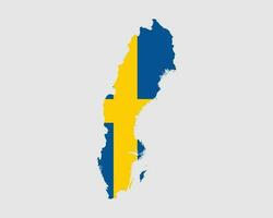 Sweden Flag Map. Map of the Kingdom of Sweden with the Swedish country banner. Vector Illustration