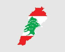 Lebanon Map Flag. Map of the Lebanese Republic with the Lebanese country banner. Vector Illustration.