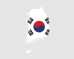South Korea Flag Map. Map of the Republic of Korea with the Korean country banner. Vector Illustration.