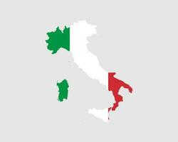 Italy Map Flag. Map of the Italian Republic with the Italian country banner. Vector Illustration.