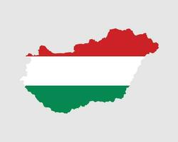 Hungary Map Flag. Map of Hungary with the Hungarian country banner. Vector Illustration.