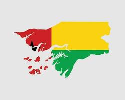 guinea-bissau mapa bandera. mapa de el república de guinea-bissau con el bissau-guineana país bandera. vector ilustración.