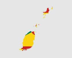 Grenada Map Flag. Map of Grenada with the Grenadian country banner. Vector Illustration.