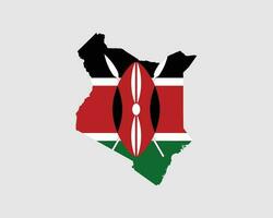Kenya Map Flag. Map of the Republic of Kenya with the Kenyan country banner. Vector Illustration.