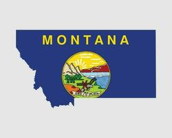 Montana Map Flag. Map of MT, USA with the state flag. United States, America, American, United States of America, US State Banner. Vector illustration.