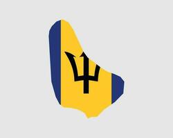 Barbados Map Flag. Map of Barbados with country flag. Vector illustration.