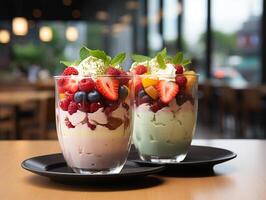 photography of bowl smoothies in cafe made with photo