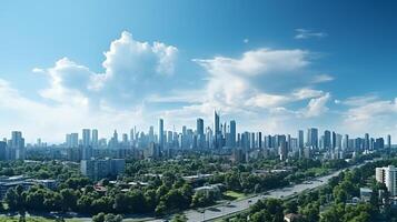 city panorama with skyscraper buildings, daylight made by photo