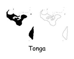 Tonga Map. Tongan Black silhouette and outline map isolated on white background. Tongatapu Island Border Boundary Line Icon Sign Symbol Clipart EPS Vector