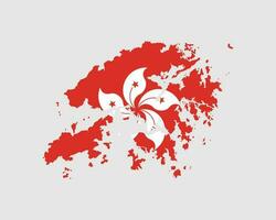 Hong Kong Map Flag. Map of Hong Kong with the Hong Kongese country banner. Vector Illustration.