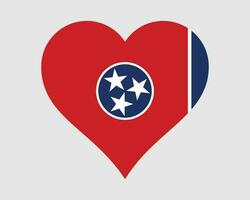 Tennessee USA Heart Flag. TN US Love Shape State Flag. Tennessean United States of America Banner Icon Sign Symbol Clipart. EPS Vector Illustration.