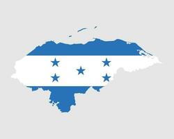 Honduras Map Flag. Map of the Republic of Honduras with the Honduran country banner. Vector Illustration.