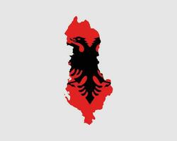 Albanian Map Flag. Map of Albania with the national flag of Albania isolated on white background. Vector illustration.