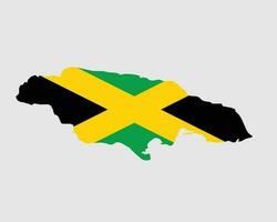 Jamaica Map Flag. Map of Jamaica with the Jamaican country banner. Vector Illustration.