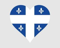 Quebec Canada Heart Flag. QC Canadian Love Shape Province Flag. Quebecer Banner Icon Sign Symbol Clipart. EPS Vector Illustration.