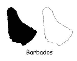 barbados mapa. barbadense negro silueta y contorno mapa aislado en blanco antecedentes. bajan territorio frontera Perímetro línea icono firmar símbolo clipart eps vector