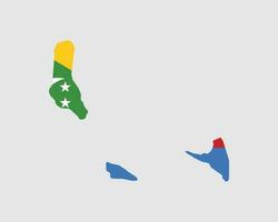 Comoros Map Flag. Map of Comoros with the Comorian country banner. Vector Illustration.