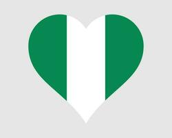 Nigeria Heart Flag. Nigerian Love Shape Country Nation National Flag. Federal Republic of Nigeria Banner Icon Sign Symbol. EPS Vector Illustration.