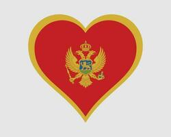 Montenegro Heart Flag. Montenegrin Love Shape Country Nation National Flag. Montenegro Banner Icon Sign Symbol. EPS Vector Illustration.