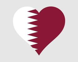 Qatar Heart Flag. Qatari Love Shape Country Nation National Flag. State of Qatar Banner Icon Sign Symbol. EPS Vector Illustration.