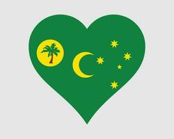 Cocos Keeling Islands Heart Flag. Cocos Keeling Island Love Shape Flag. Australian External Territory of Australia Banner Icon Sign Symbol Clipart. EPS Vector Illustration.