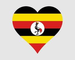 Uganda Heart Flag. Ugandan Love Shape Country Nation National Flag. Republic of Uganda Banner Icon Sign Symbol. EPS Vector Illustration.