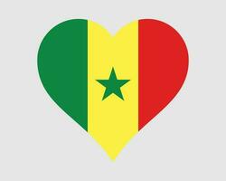 Senegal Heart Flag. Senegalese Love Shape Country Nation National Flag. Republic of Senegal Banner Icon Sign Symbol. EPS Vector Illustration.