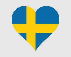 Sweden Heart Flag. Swedish Swede Love Shape Country Nation National Flag. Kingdom of Sweden Banner Icon Sign Symbol. EPS Vector Illustration.